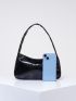 Crocodile Embossed Baguette Bag PU Elegant