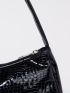 Crocodile Embossed Baguette Bag PU Elegant