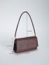 Snakeskin Embossed Baguette Bag PU Brown