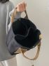 Patch Detail Bucket Bag Canvas