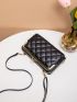 Quilted Phone Wallet Kiss Lock PU