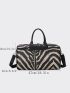 Random Black & White Striped Pattern Fashion Short-distance Travel Bag Hand-held Sports Fitness Bag, Mothers Day Gift For Mom