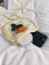 Mini Crochet Bag Flower Decor Faux Pearl Chain Strap