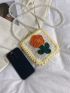 Mini Crochet Bag Flower Decor Faux Pearl Chain Strap