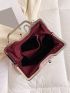 Medium Square Bag Kiss Lock Faux Pearl Decor Chain Strap