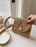 Mini Straw Bag Faux Pearl Decor For Vacation