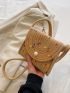 Mini Straw Bag Faux Pearl Decor For Vacation