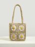 VCAY Mini Floral Pattern Straw Bag