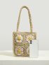 VCAY Mini Floral Pattern Straw Bag