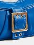 Small Hobo Bag Buckle Decor Blue