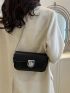 Mini Shoulder Bag Solid Black Chain Strap Flap Design