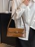 Medium Baguette Bag Solid Color Flap Design