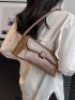 Medium Baguette Bag Solid Color Flap Design