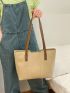 Medium Shoulder Tote Bag Double Handle Stitch Detail