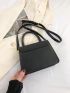 Letter Graphic Square Bag Mini Flap Black