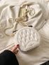 Mini Circle Bag Quilted Letter Detail Chain Strap