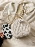 Mini Circle Bag Quilted Letter Detail Chain Strap