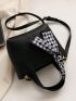 Mini Square Bag Double Handle Solid Color Twilly Scarf Decor