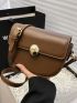 Mini Saddle Bag Metal Decor Solid Color