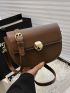 Mini Saddle Bag Metal Decor Solid Color