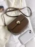 Mini Saddle Bag Metal Decor Solid Color