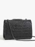 Mini Square Bag Crocodile Embossed Chain Strap