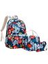 3pcs Bag Set Backpack Square Bag Flower Pattern