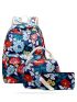 3pcs Bag Set Backpack Square Bag Flower Pattern