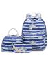 3pcs Bag Set Backpack Square Bag Stripe & Cartoon Pattern