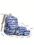 3pcs Bag Set Backpack Square Bag Stripe & Cartoon Pattern