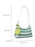 Medium Ruched Bag Striped Pattern Flower Bag Charm