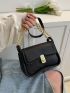 Minimalist Square Bag Mini Flap Twist Lock Black