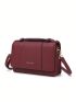 Letter Print Flap Square Bag PU Multi-Function