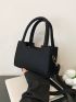 Mini Square Bag Black Minimalist Double Handle For Daily