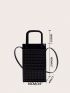 Mini Square Bag Braided Design Solid Black PVC