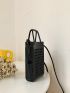 Mini Square Bag Braided Design Solid Black PVC