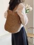 Two Tone Straw Bag With Bag Charm Vacation