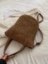 Two Tone Straw Bag With Bag Charm Vacation