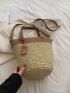 Two Tone Straw Bag With Bag Charm Vacation