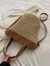 Two Tone Straw Bag With Bag Charm Vacation