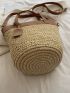 Two Tone Straw Bag With Bag Charm Vacation