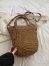 Two Tone Straw Bag With Bag Charm Vacation