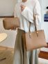 Metal Decor Shoulder Tote Bag With Inner Pouch Elegant