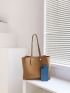 Metal Decor Shoulder Tote Bag With Inner Pouch Elegant