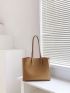 Metal Decor Shoulder Tote Bag With Inner Pouch Elegant