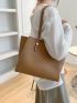 Metal Decor Shoulder Tote Bag With Inner Pouch Elegant