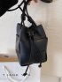 Mini Bucket Bag Braided Design PU Black