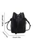 Mini Bucket Bag Braided Design PU Black