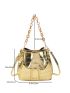 Crocodile Embossed Bucket Bag Small Metallic Funky