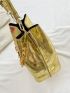 Crocodile Embossed Bucket Bag Small Metallic Funky